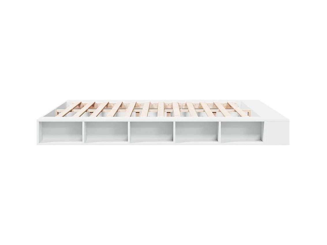Bedframe massief hout wit 200x200 cm