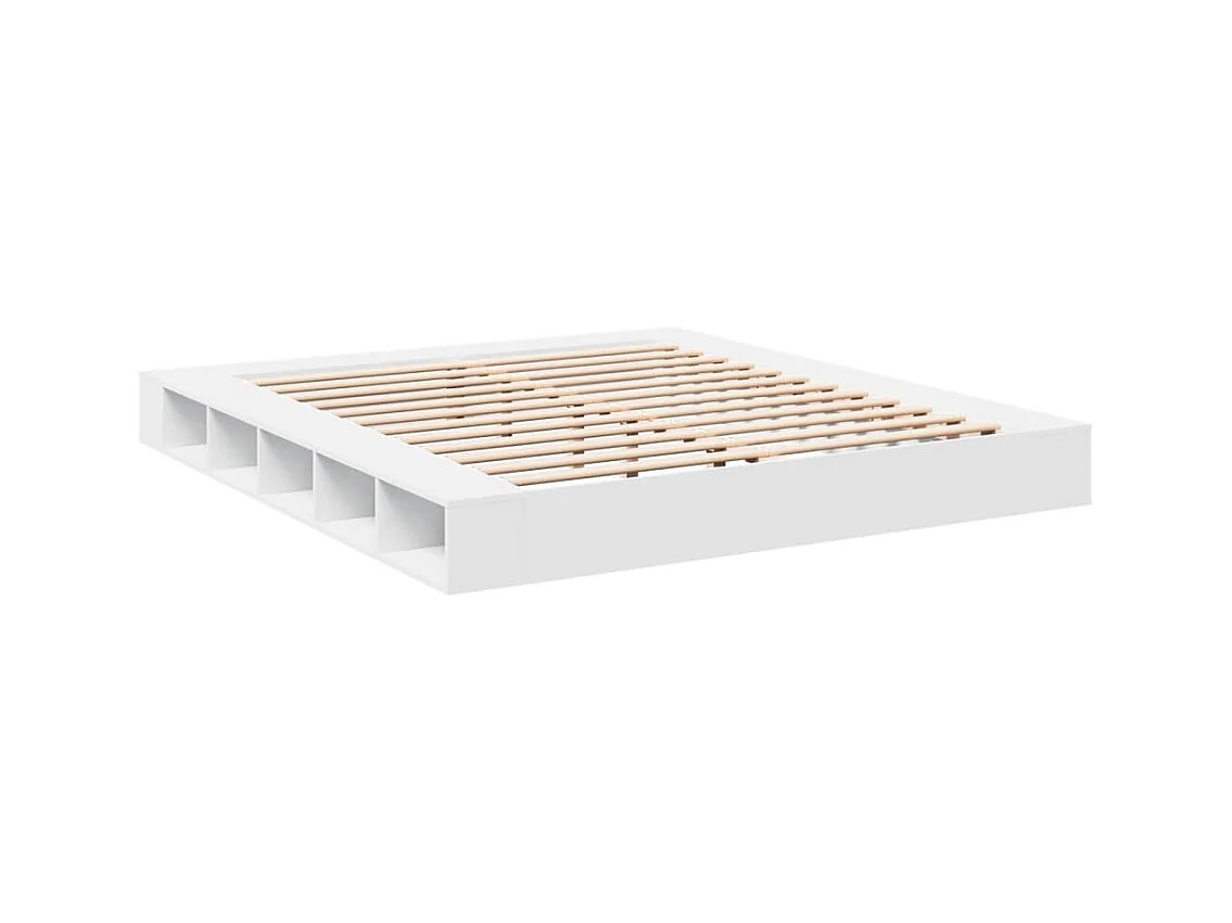 Bedframe massief hout wit 200x200 cm