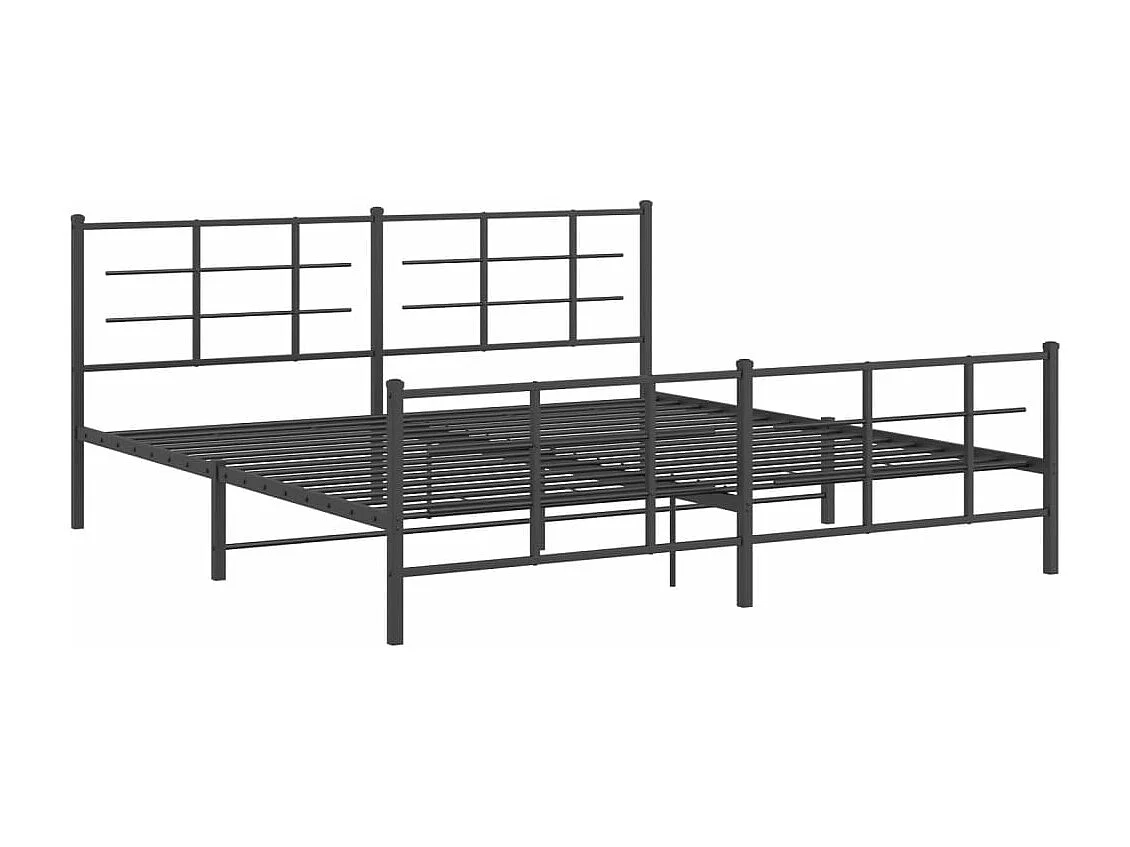 Cadre de lit métal sans matelas avec pied de lit noir 193x203cm