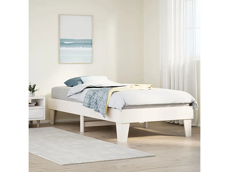 Cadre de lit sans matelas blanc 75x190 cm bois de pin massif