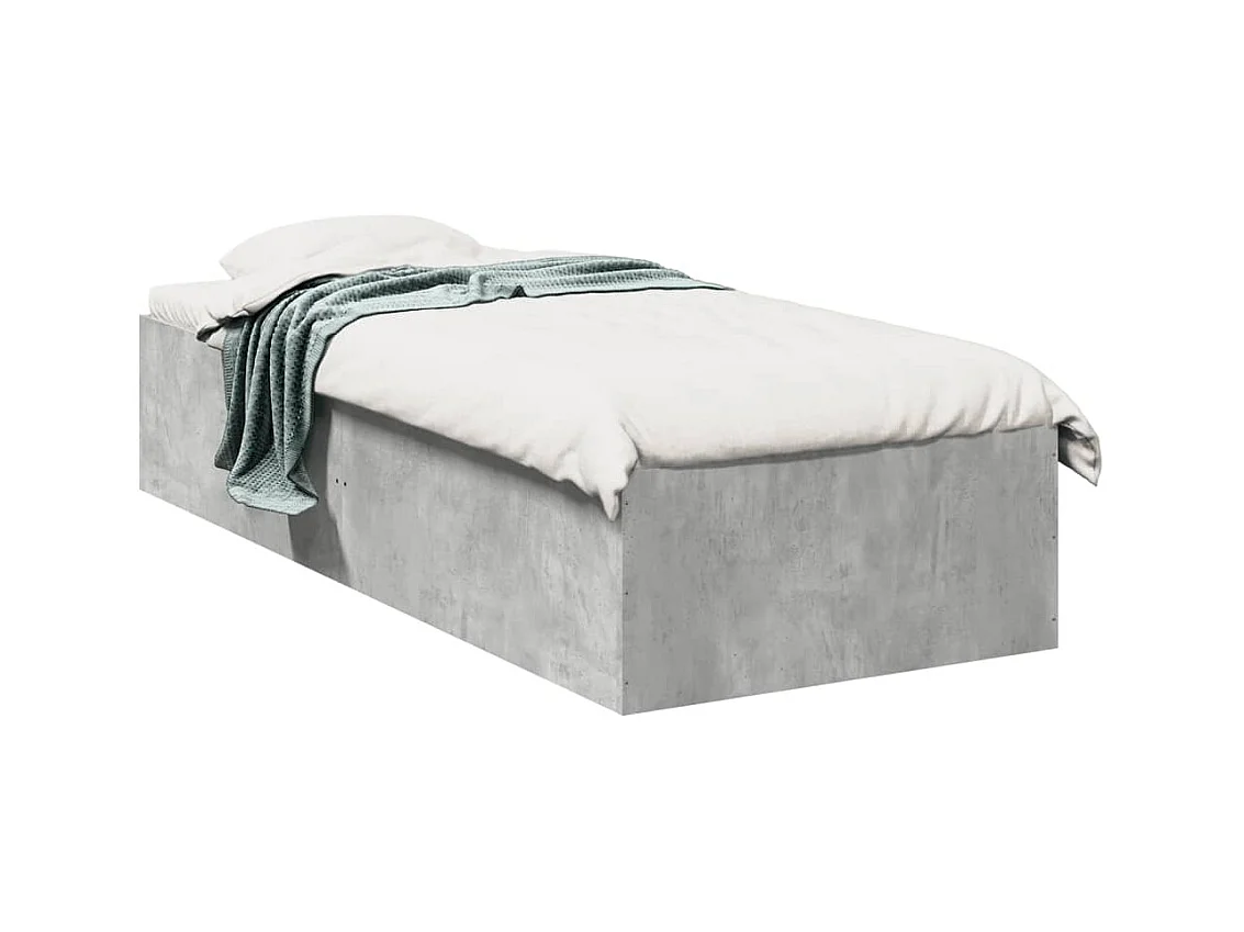 Cadre de lit sans matelas gris béton 90x190 cm