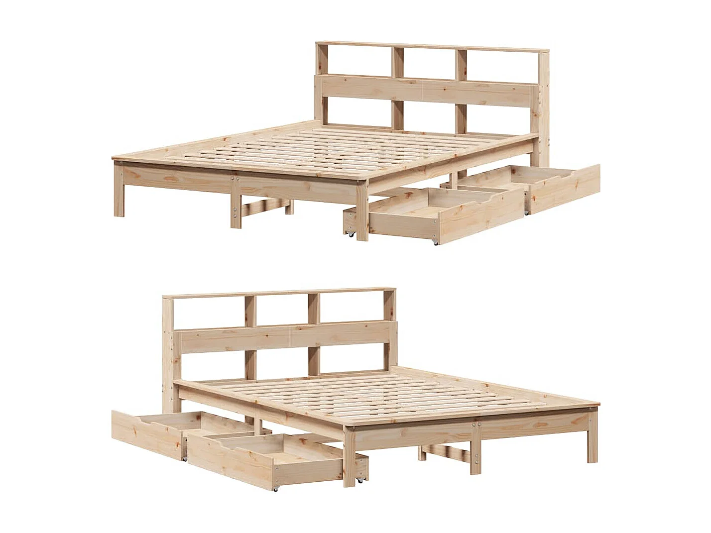 Lit bibliothèque sans matelas 120x200 cm bois de pin massif