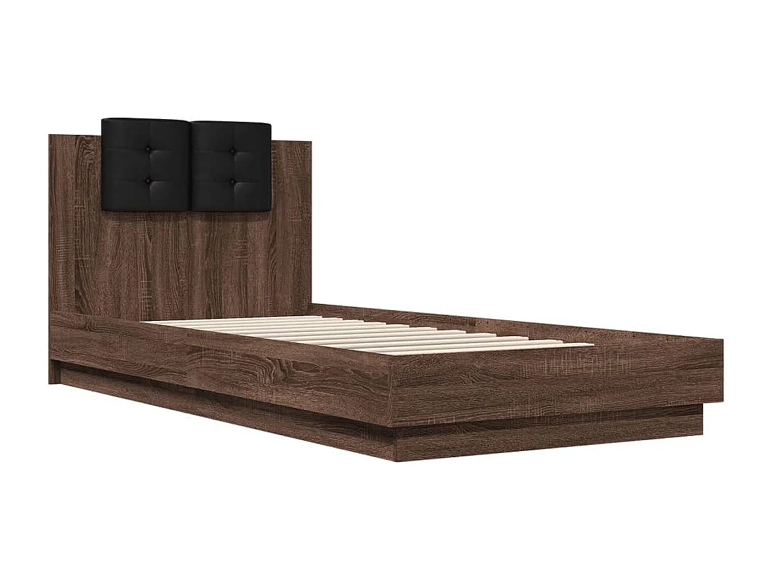 Bedframe met hoofdeinde bewerkt hout bruineikenkleur 90x200 cm