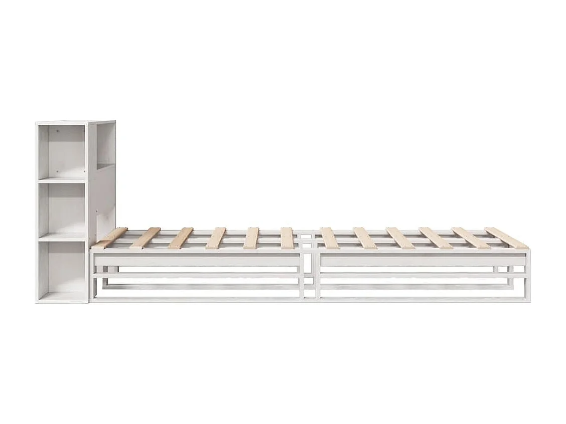 Lit bibliothèque sans matelas blanc 100x200 cm bois massif