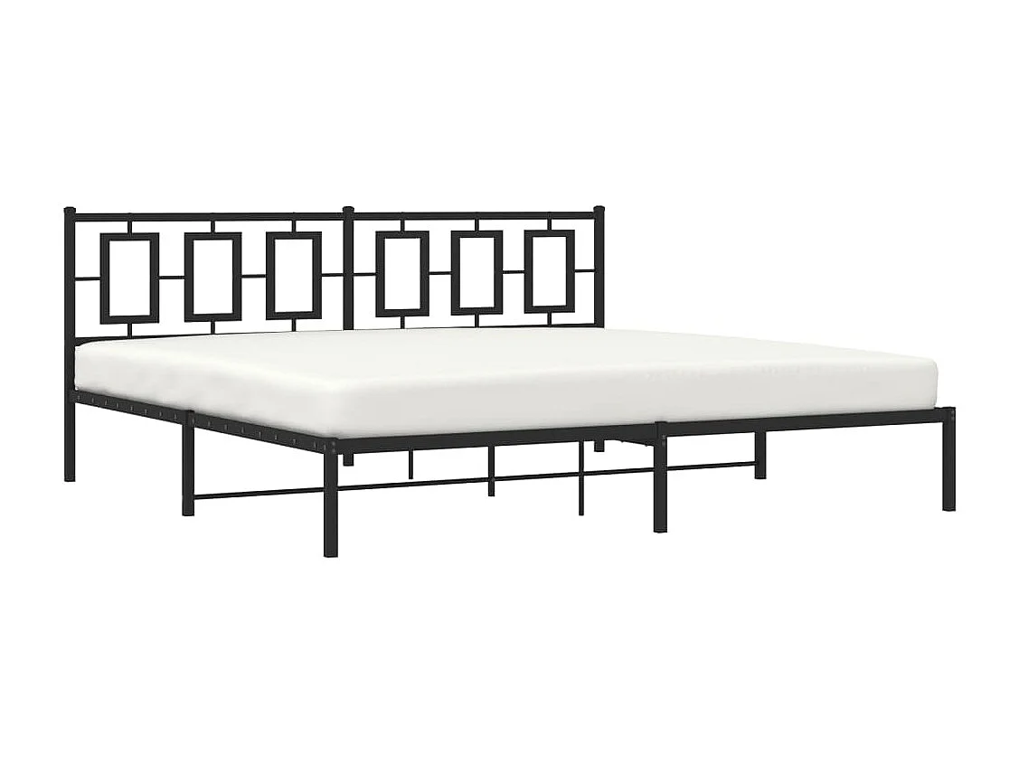 Cadre de lit métal sans matelas avec tête de lit noir 193x203cm