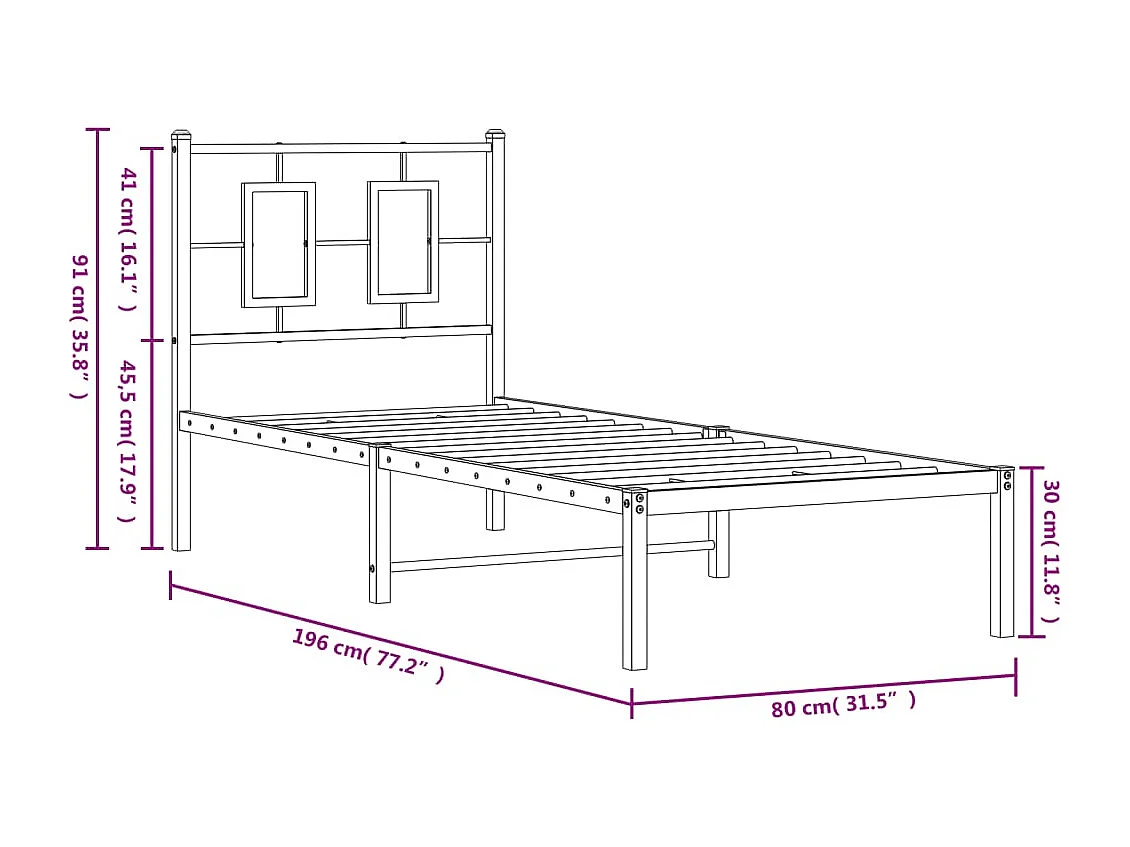 Estructura cama sin colchón con cabecero metal blanco 75x190 cm