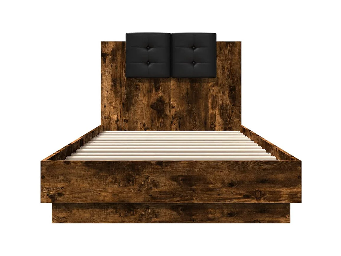 Bettgestell mit Kopfteil Räuchereiche 90x200 cm Holzwerkstoff