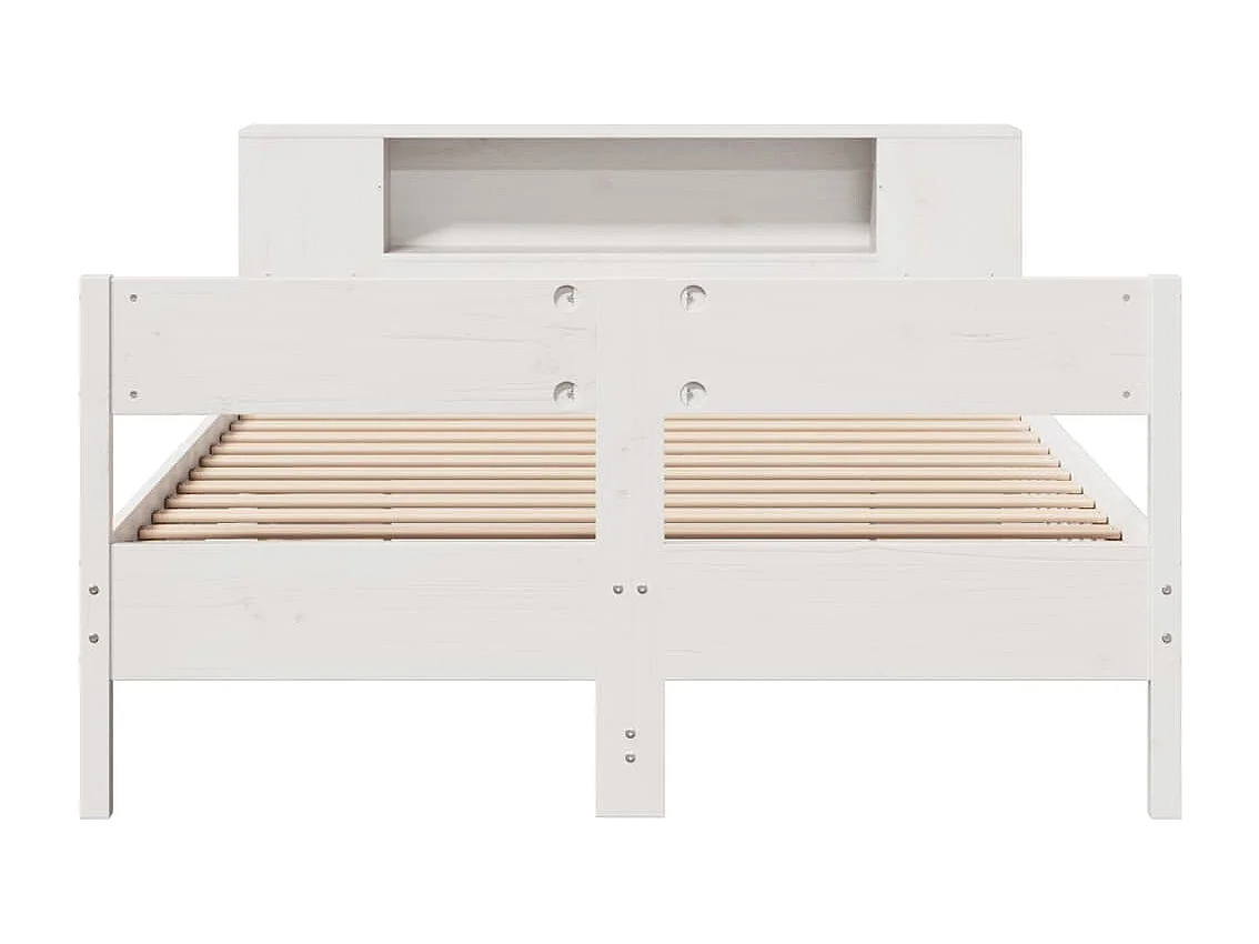 Lit bibliothèque sans matelas blanc 120x200 cm bois pin massif