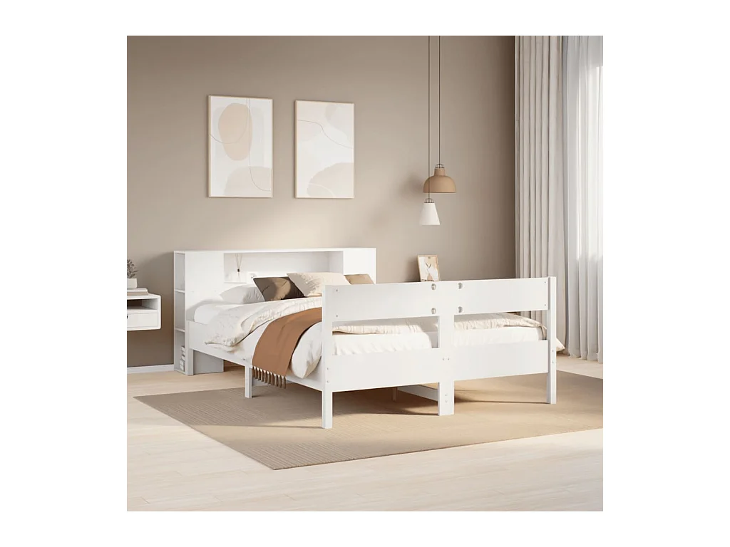 Letto Libreria senza Materasso Bianco 120x200 cm Legno di Pino