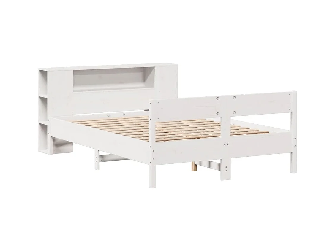 Lit bibliothèque sans matelas blanc 120x200 cm bois pin massif