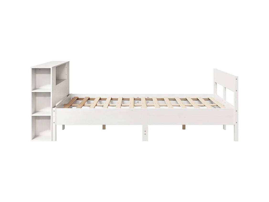 Lit bibliothèque sans matelas blanc 120x200 cm bois pin massif