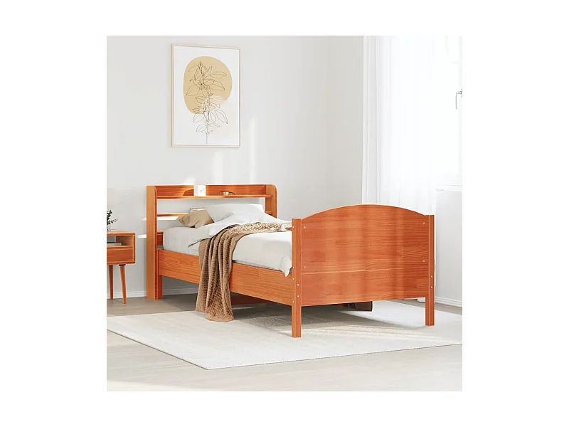 Letto senza Materasso Marrone Cera 75x190 cm in Legno di Pino