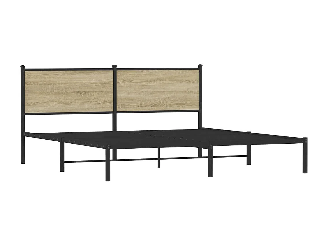 Cadre de lit en métal sans matelas chêne sonoma 183x213 cm
