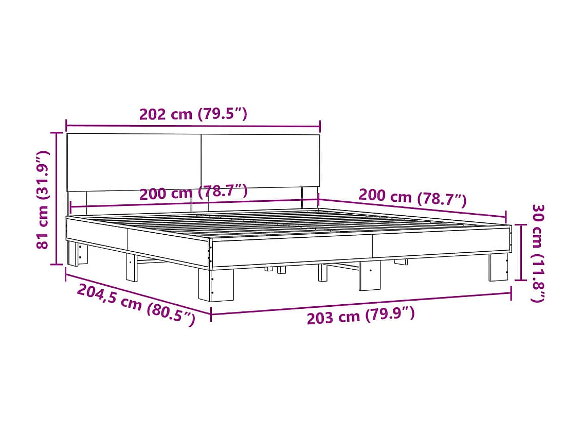 Cadre de lit sans matelas chêne sonoma 200x200 cm