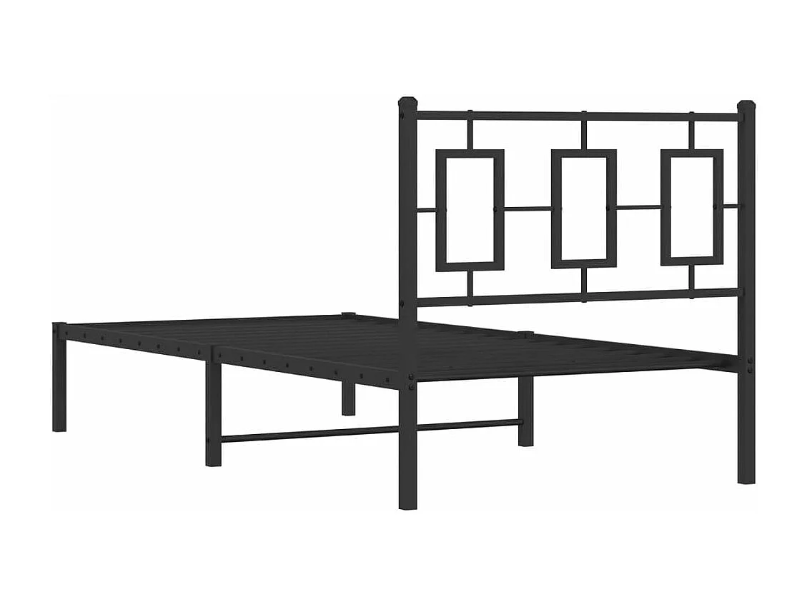 Estructura cama sin colchón con cabecero metal negro 90x200 cm