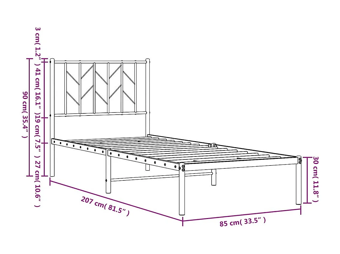 Bettgestell mit Kopfteil Metall Weiß 80x200 cm