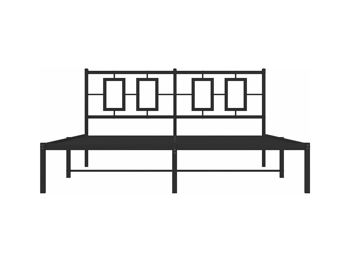 Cadre de lit métal sans matelas avec tête de lit noir 150x200cm