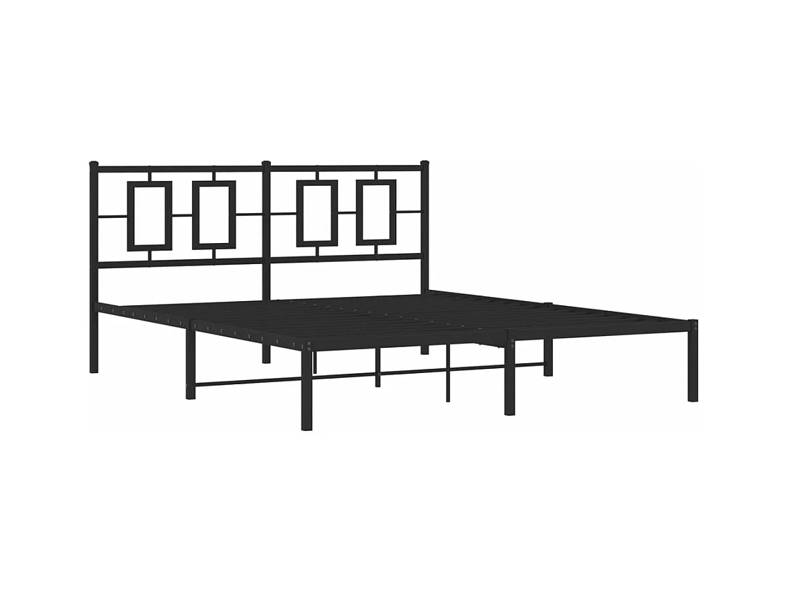 Cadre de lit métal sans matelas avec tête de lit noir 150x200cm