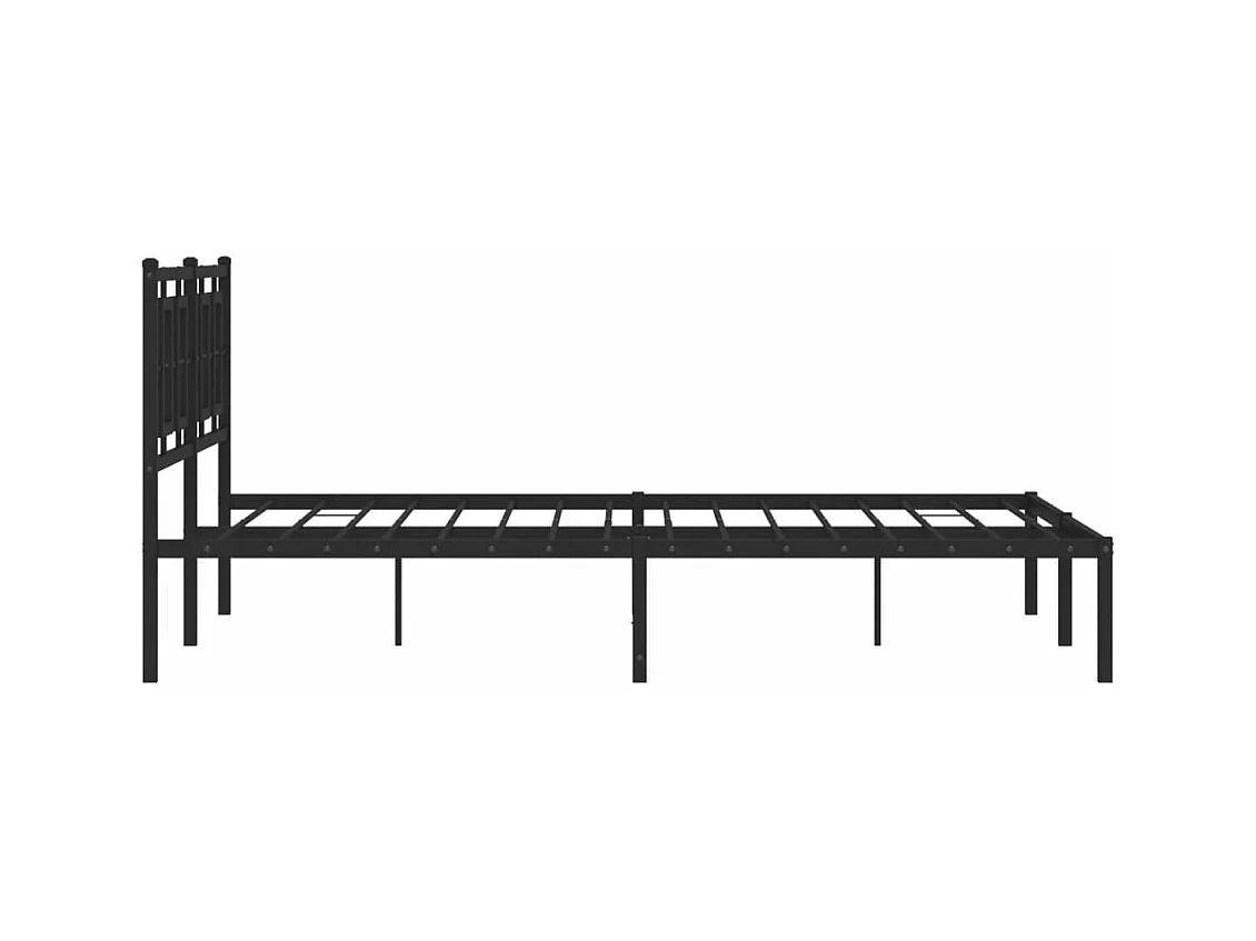 Cadre de lit métal sans matelas avec tête de lit noir 150x200cm