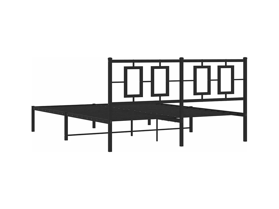 Cadre de lit métal sans matelas avec tête de lit noir 150x200cm
