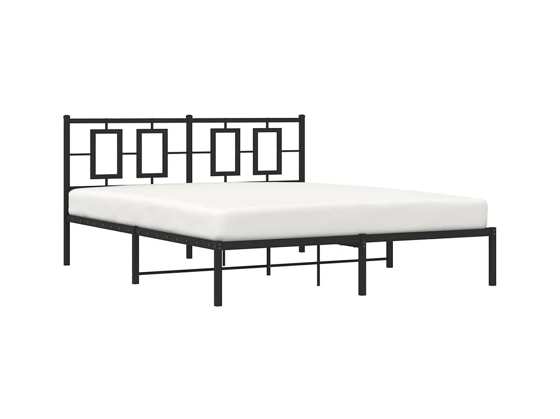 Cadre de lit métal sans matelas avec tête de lit noir 150x200cm