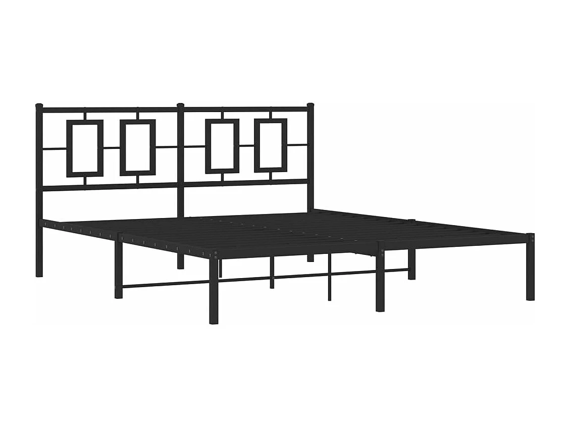 Cadre de lit métal sans matelas avec tête de lit noir 150x200cm