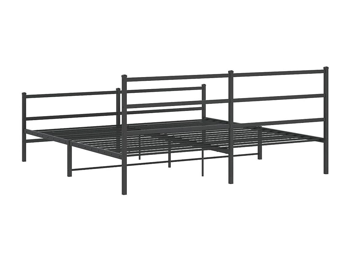 Cadre de lit métal sans matelas avec pied de lit noir 193x203cm