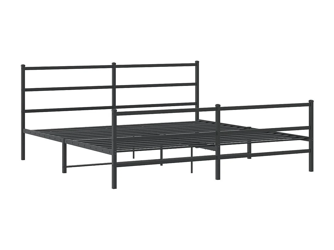 Cadre de lit métal sans matelas avec pied de lit noir 193x203cm