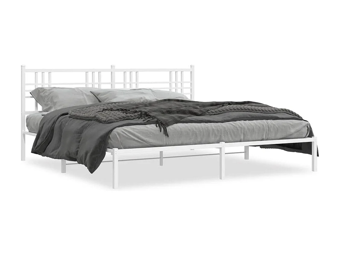 Estrutura de cama com cabeceira 193x203 cm metal branco
