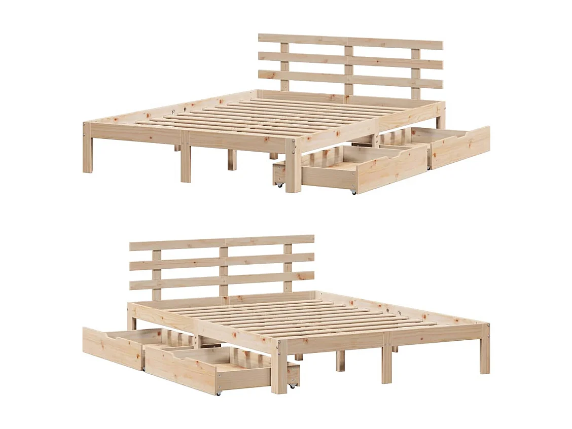 Cadre de lit avec tiroirs sans matelas 150x200 cm