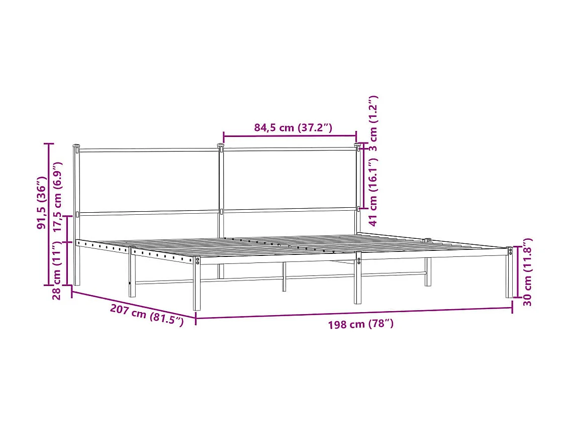 Giroletto senza Materaso in Metallo Rovere Sonoma 193x203 cm