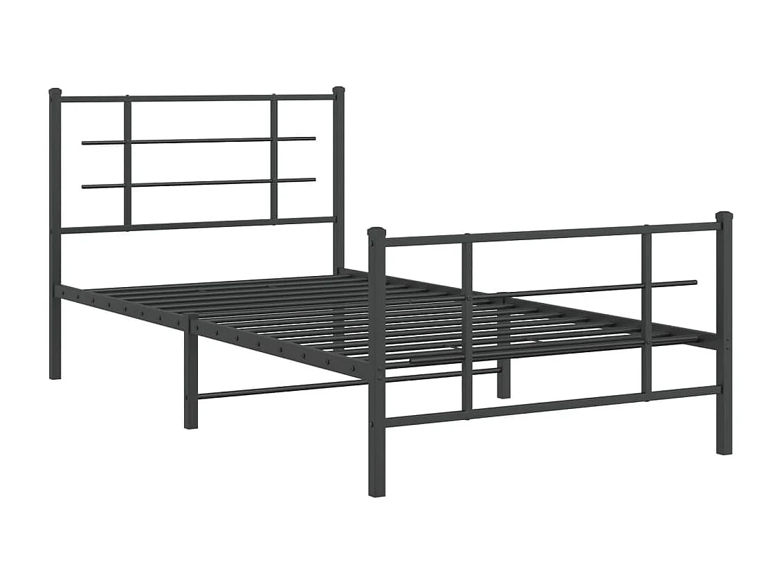 Estrutura de cama com cabeceira e pés 107x203 cm metal preto