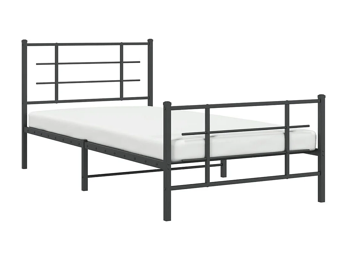 Estrutura de cama com cabeceira e pés 107x203 cm metal preto