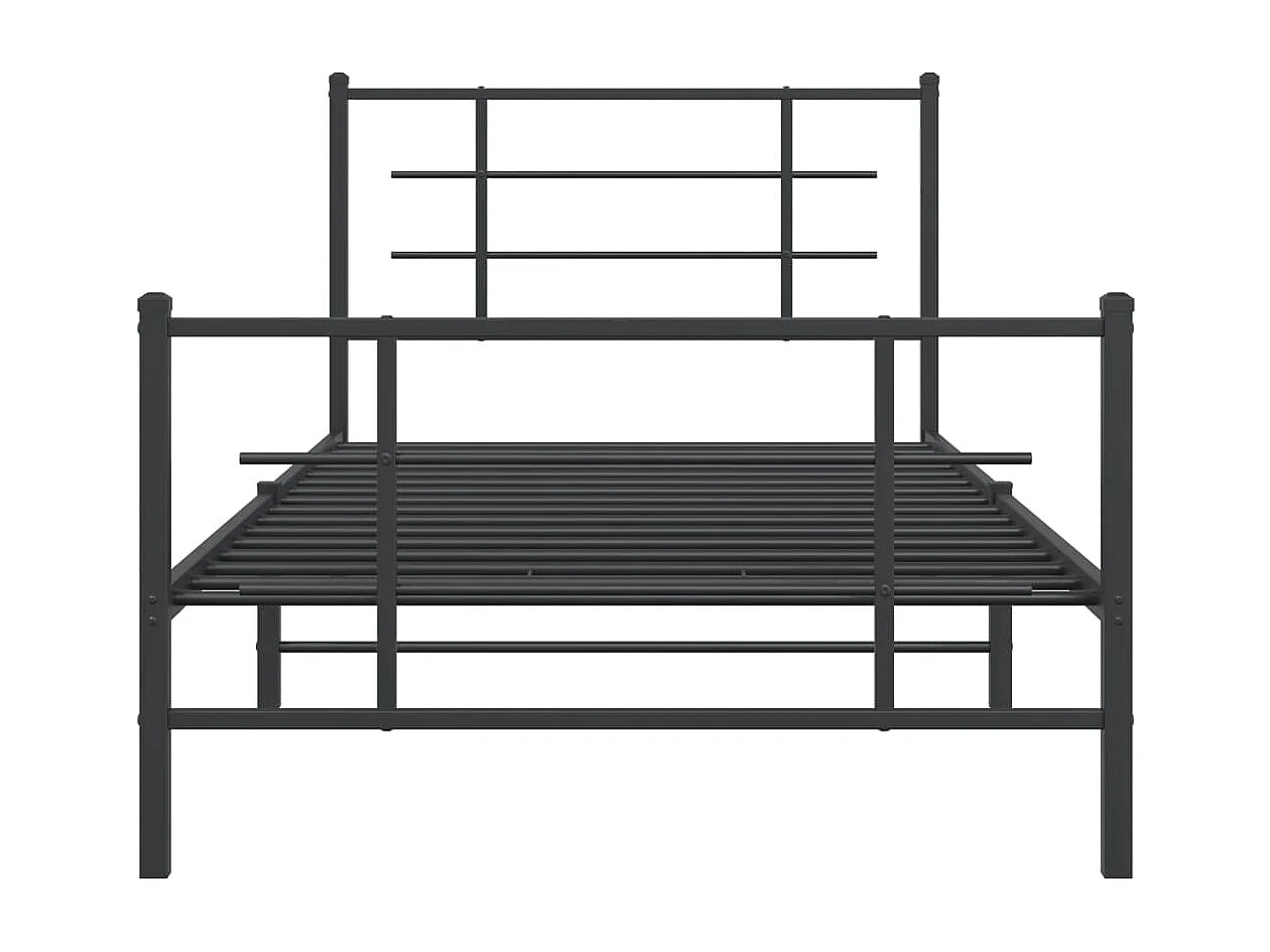 Estrutura de cama com cabeceira e pés 107x203 cm metal preto