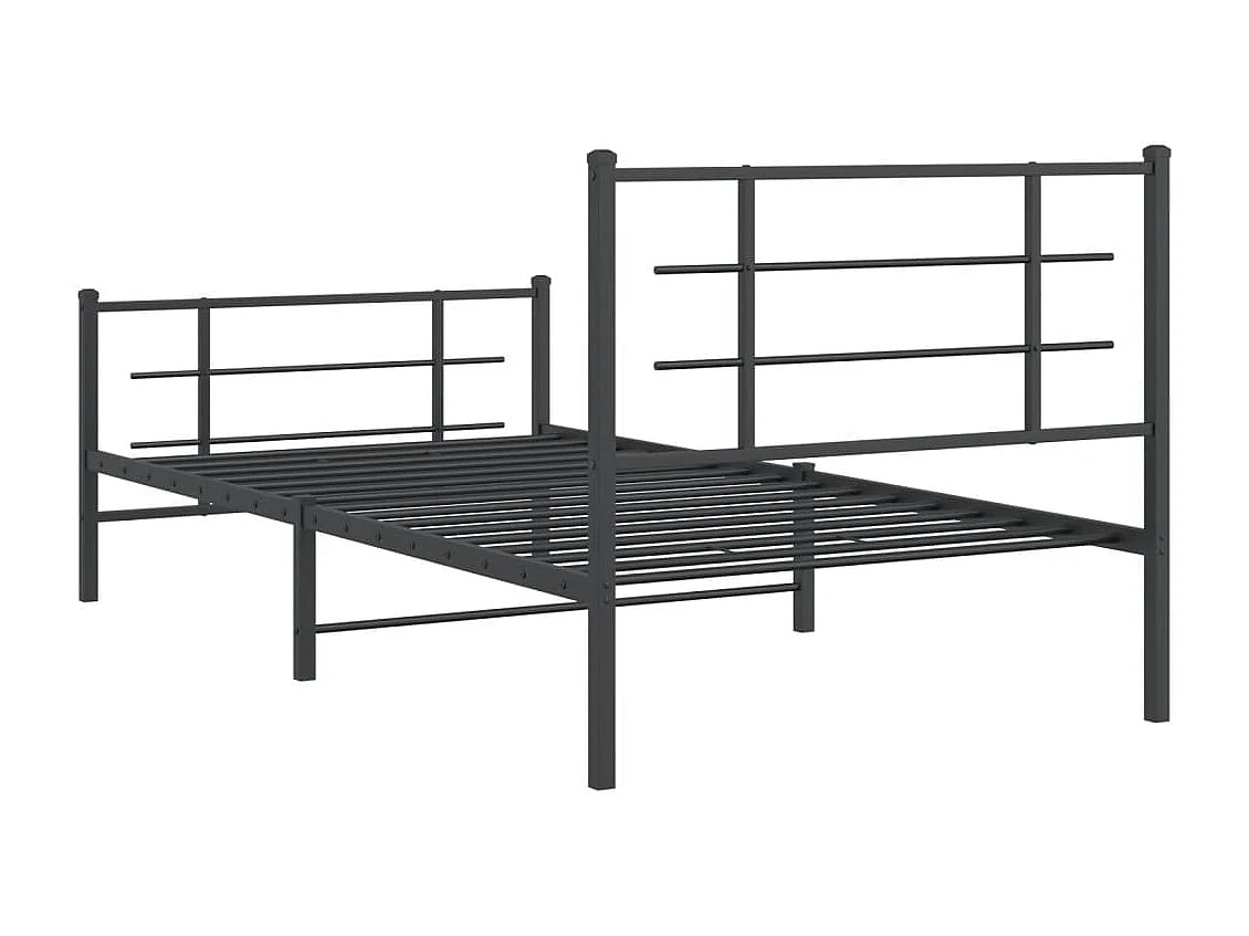 Estrutura de cama com cabeceira e pés 107x203 cm metal preto