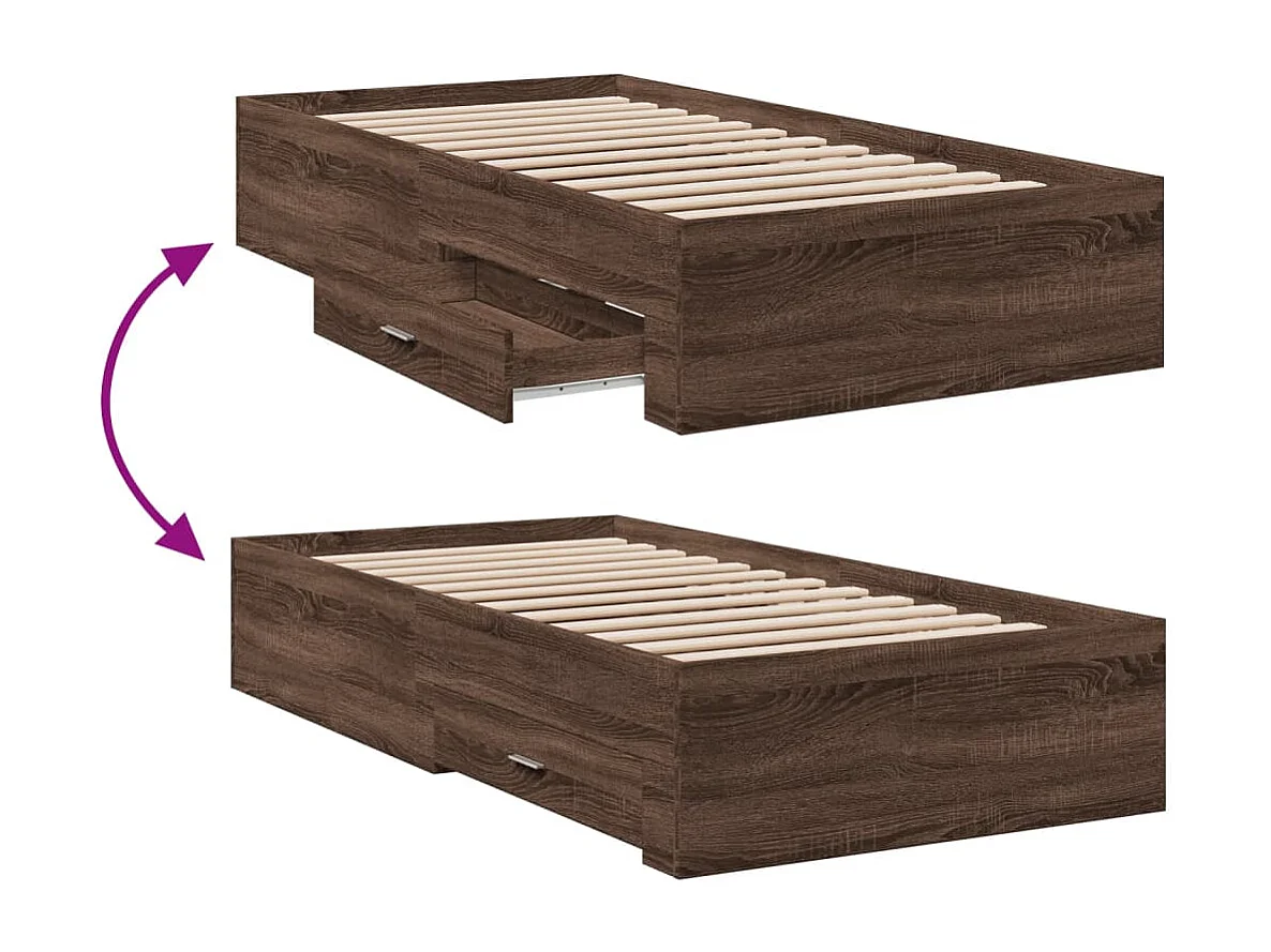 Estrutura cama c/ gavetas derivados madeira carvalho castanho