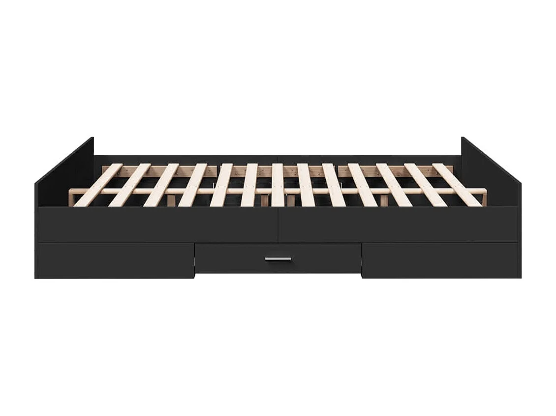 Giroletto con Cassetti Nero 150x200 cm in Legno Multistrato