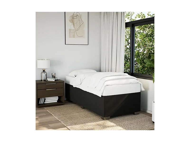 Cadre de lit sans matelas noir 100x200 cm tissu