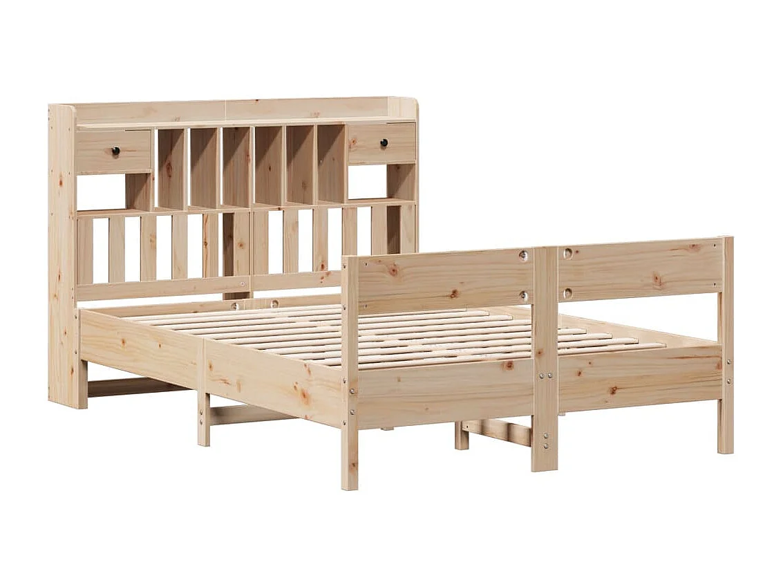 Lit bibliothèque sans matelas 160x200 cm bois massif de pin