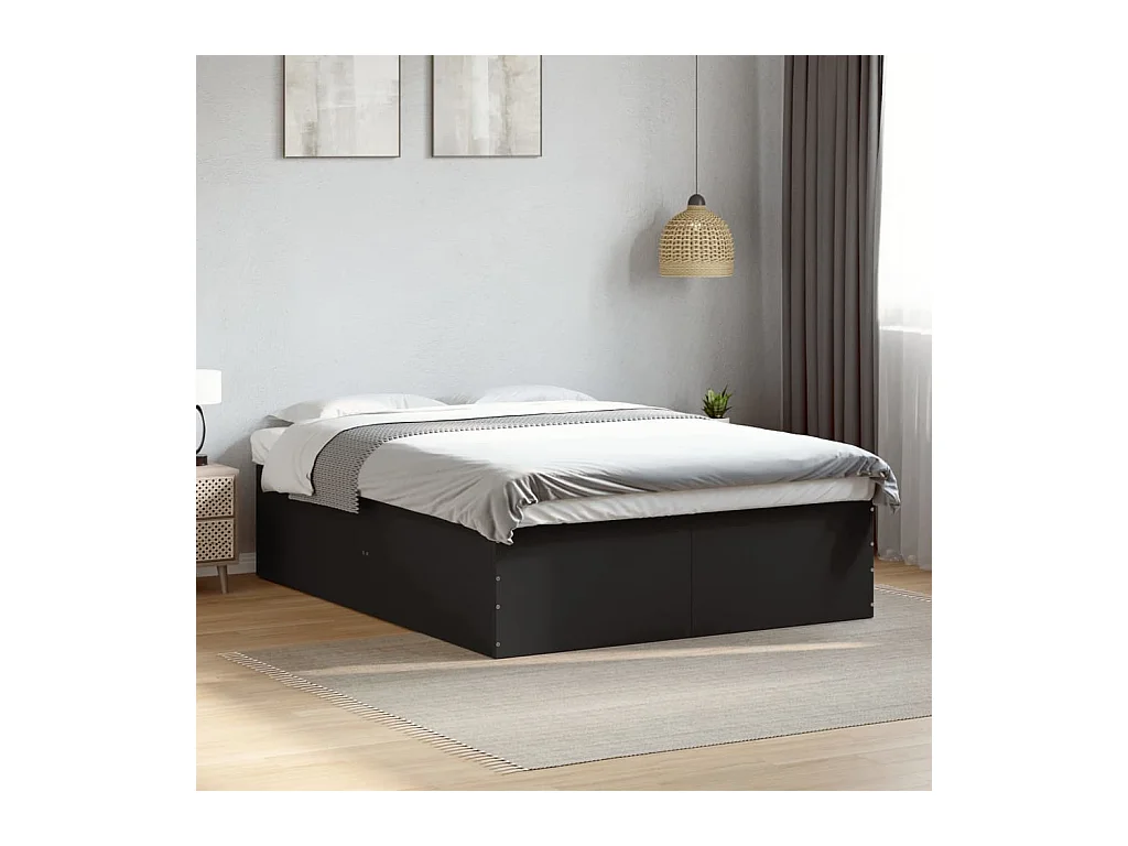 Bettgestell Schwarz 160x200 cm Holzwerkstoff