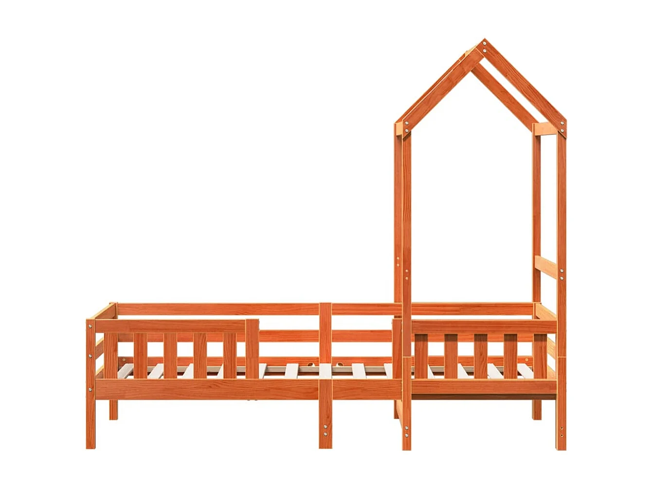 Estrutura de cama c/ telhado 90x190cm pinho maciço castanho-mel