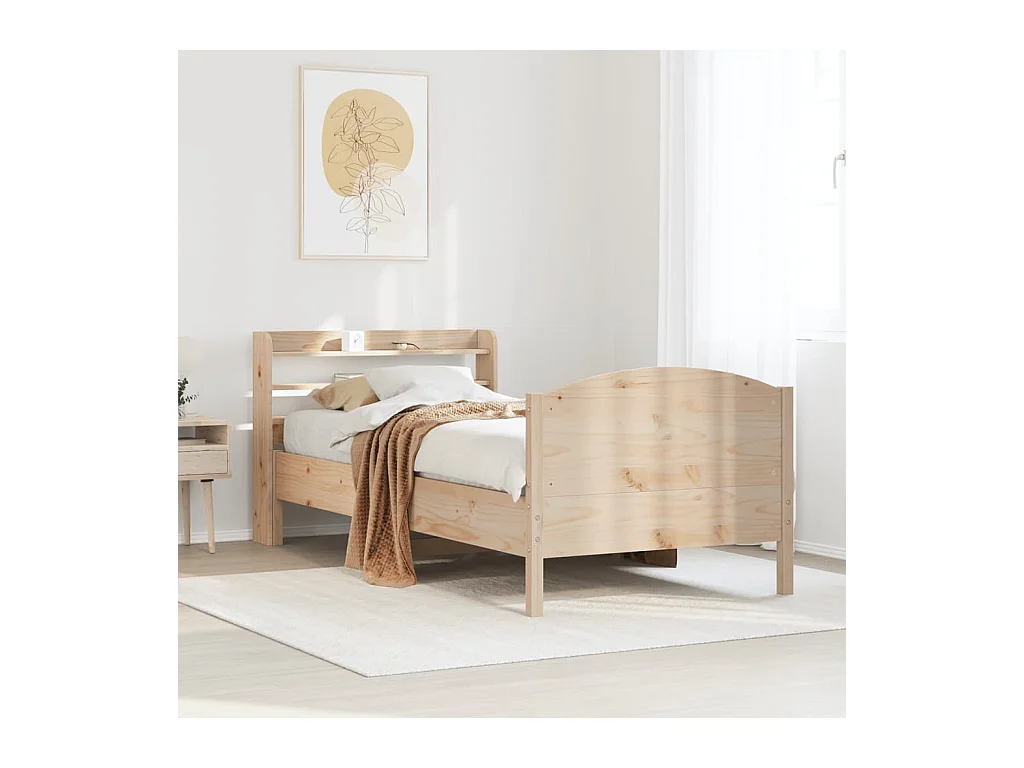 Letto senza Materasso 90x200 cm in Legno Massello di Pino
