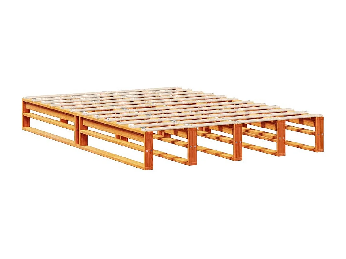 Lit bibliothèque sans matelas cire marron 120x200cm bois massif
