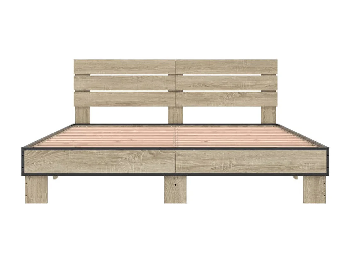 Bettgestell Sonoma-Eiche 160x200 cm Holzwerkstoff und Metall