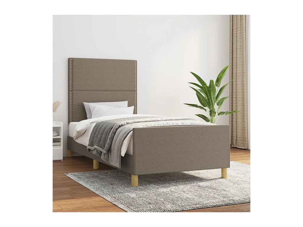 Bettgestell mit Kopfteil Taupe 90x190 cm Stoff