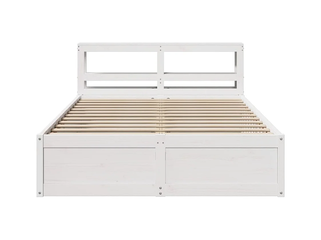 Giroletto con Testiera Bianco 150x200 cm Legno Massello di Pino