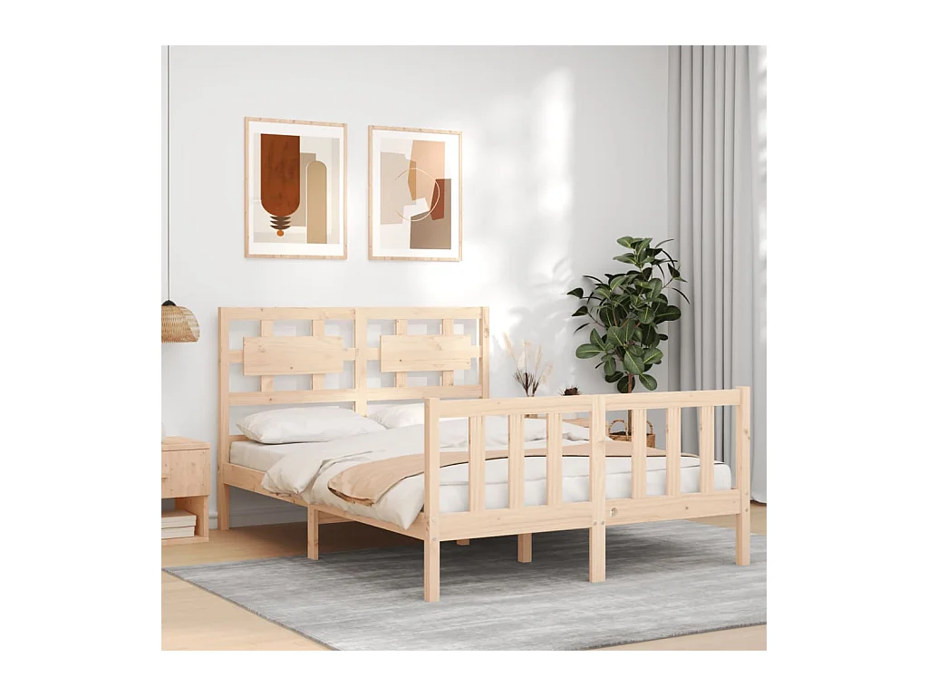 Cadre de lit sans matelas bois de pin massif