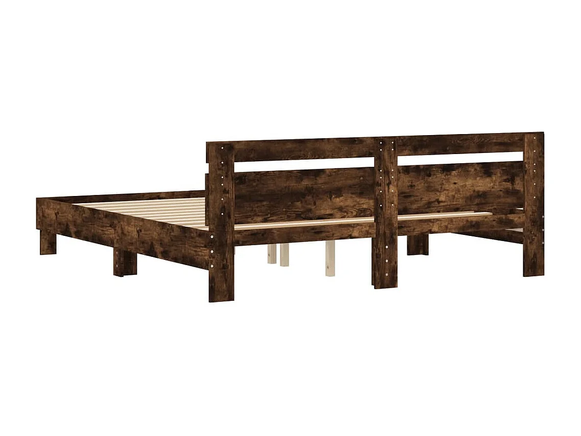 Cadre de lit sans matelas chêne fumé 200x200 cm