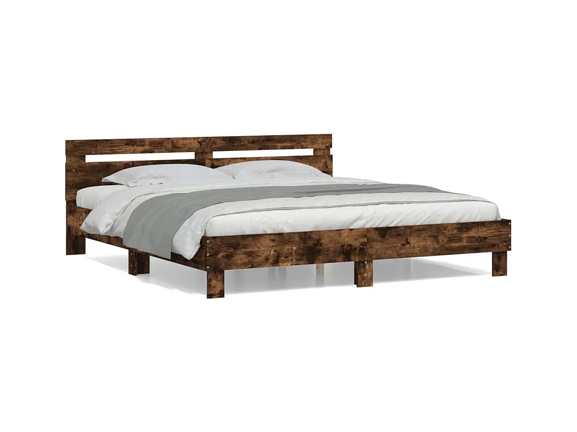 Cadre de lit sans matelas chêne fumé 200x200 cm
