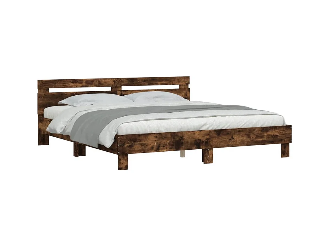 Cadre de lit sans matelas chêne fumé 200x200 cm